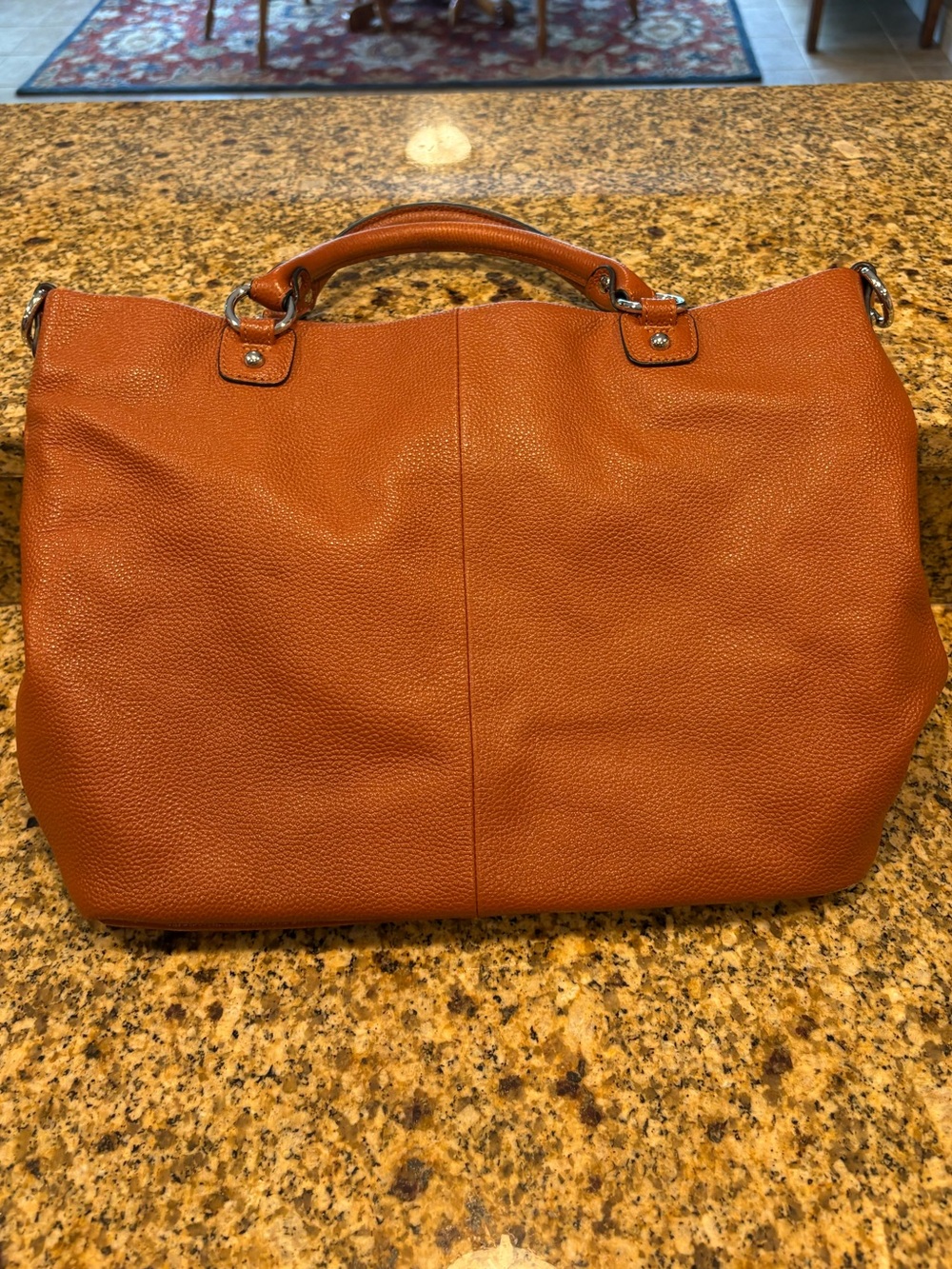 Kattee Tan Pebbled Leather Bag Slouchy Tote Hobo‎ Purse Classic Style Silver